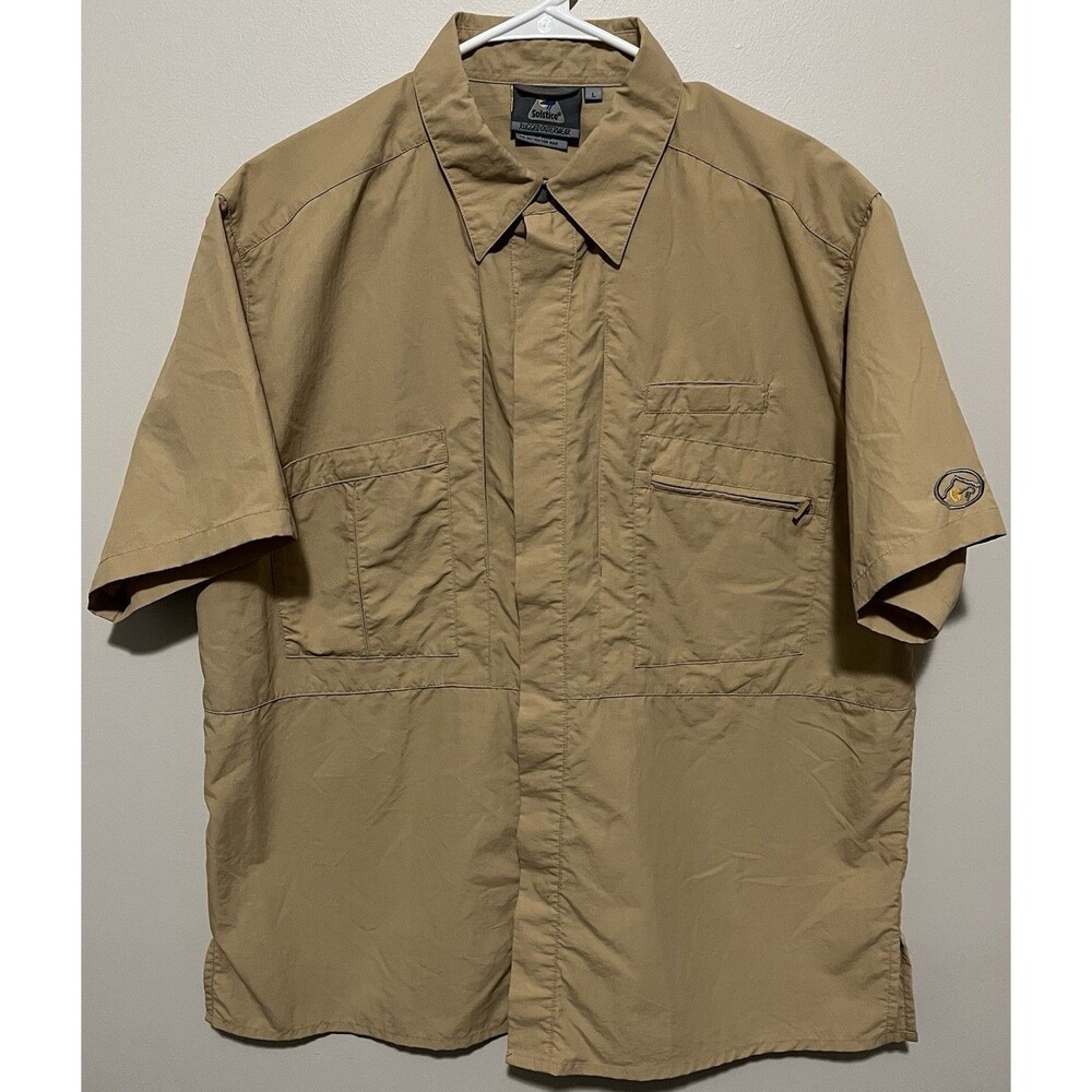 Solstice Rugged Outerwear Men’s tan button-down shirt Size Large